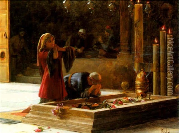 At Prayer Oil Painting - Theodore Jacques Ralli