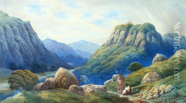 Remains Of Keroopas Pah, Te Whiti Gorge Oil Painting - John Barr Clarke Hoyte