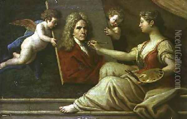 Self Portrait in an Allegory of the Arts Oil Painting - Paolo di Matteis