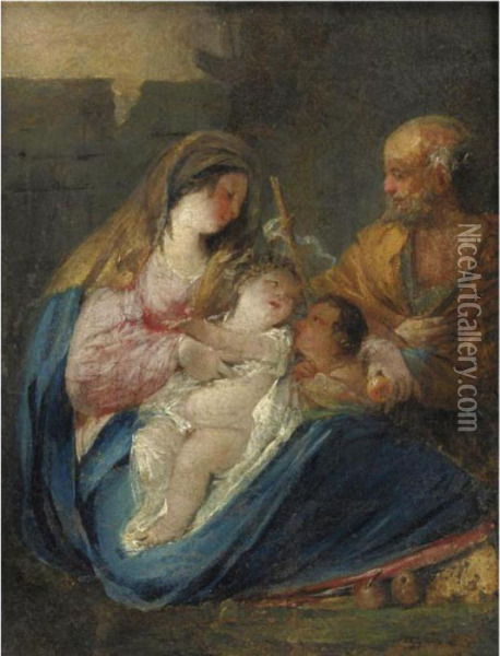 Sacra Famiglia Con San Giovannino Oil Painting - Giuseppe Bernardino Bison