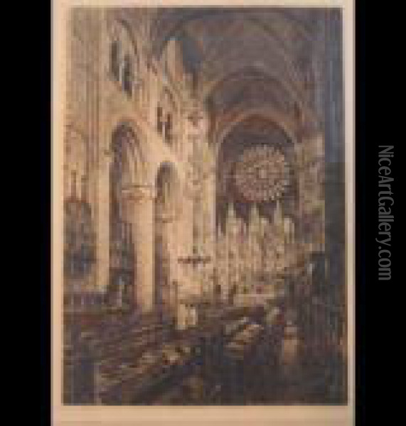 Interior Of Durham Cathedral Oil Painting - Axel Herman Haig