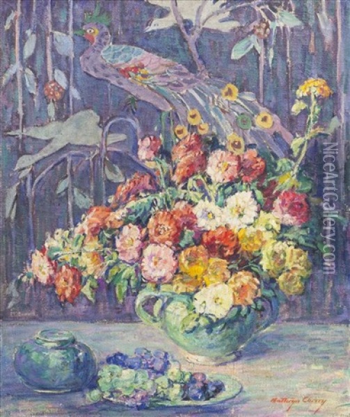 Floral Still Life Oil Painting - Kathryn E. Bard Cherry