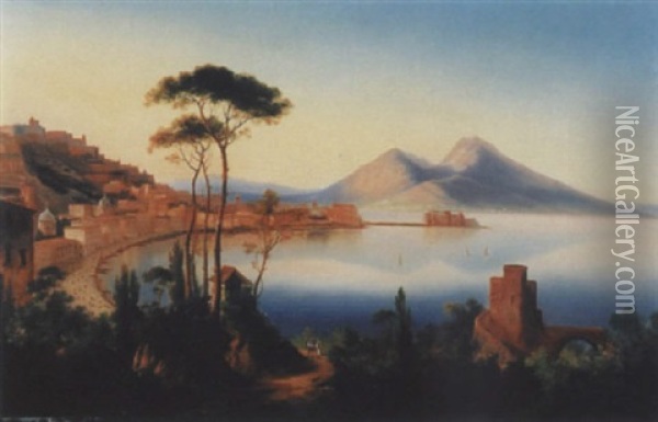 Blick Auf Die Bucht Von Neapel Oil Painting - Ferdinand Lepie