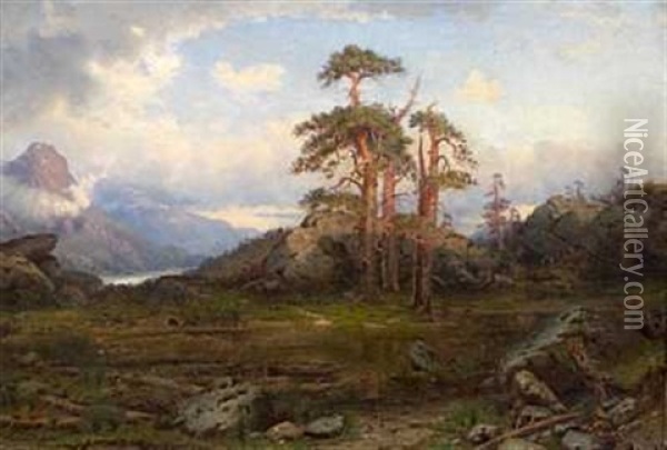 Motiv Ved Holvigseteren, Nordfjord Oil Painting - Jacob Julius Holck