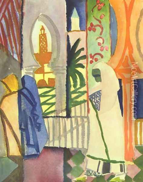 In The Temple Hall Oil Painting - August Macke