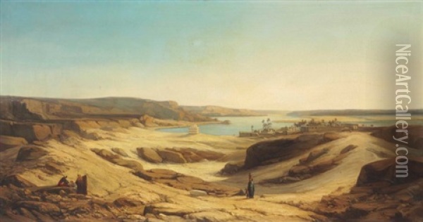 Overlooking The Nile Oil Painting - Florent Mols