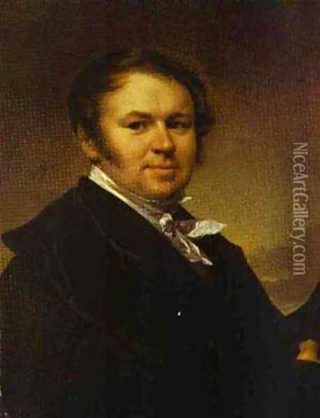 Self Portrait 1830s Oil Painting - Vasili Andreevich Tropinin