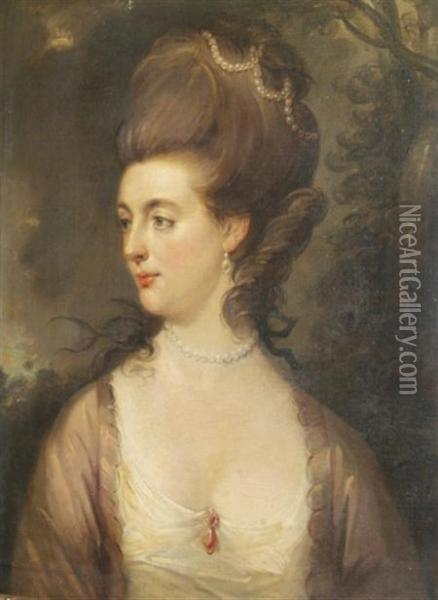 Portrait Of An Elegant Ladyin Pearls Oil Painting - Thomas Gainsborough