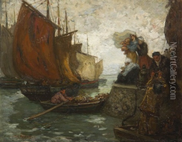 Farewell From The Quay Oil Painting - Augustus Koopman