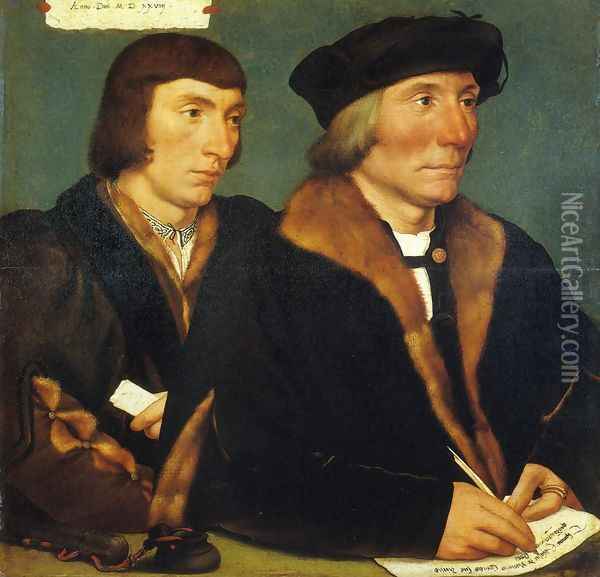 Portrait of Thomas Goldsalve and His Son John Oil Painting - Hans Holbein the Younger