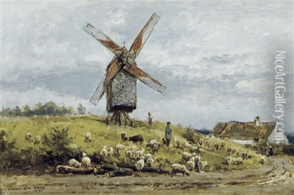 Le Grand Moulin A Deurle Oil Painting - Cesar De Cock