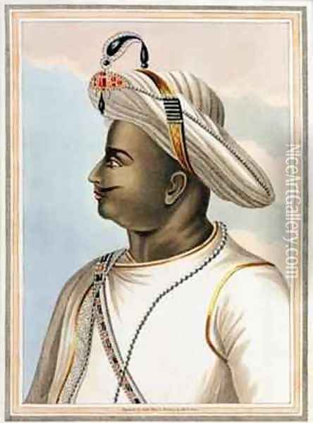 Tippoo Sultan 1749-99 plate from Picturesque Scenery in the Kingdom of Mysore 1805 Oil Painting - Orme, Edward