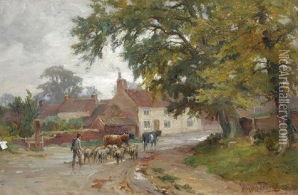 At The End Of The Day - Glebe Farm, West Hesterton, Yorkshire Oil Painting - William Greaves