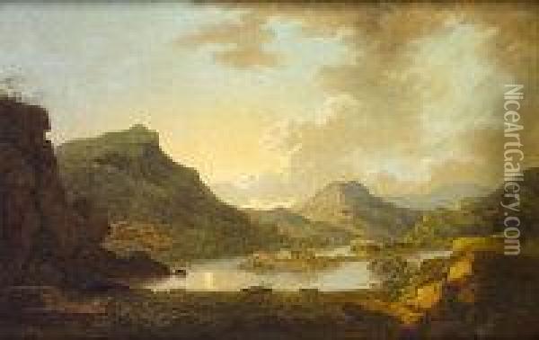 A View Of The Canal Between The Lakes Of Killarney, From Near Coleman's Eye, The Entrance Of The Upper Lake Oil Painting - Jonathan Fisher
