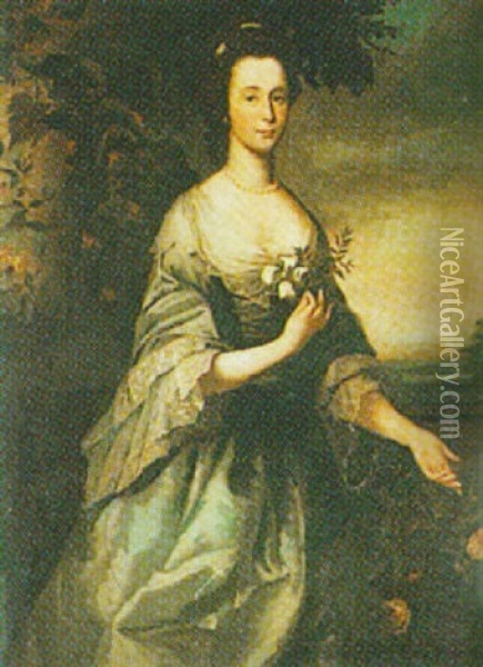 A Portrait Of A Lady Oil Painting - Thomas Benjamin Kennington
