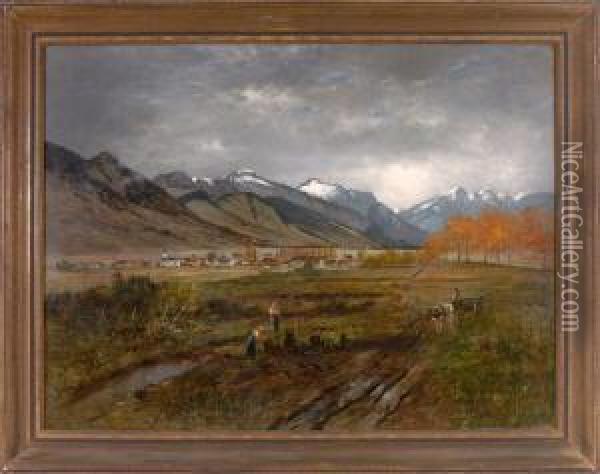 Torfstecher Im Herbstlichen Chiemgau Oil Painting - Franz Reder-Broily
