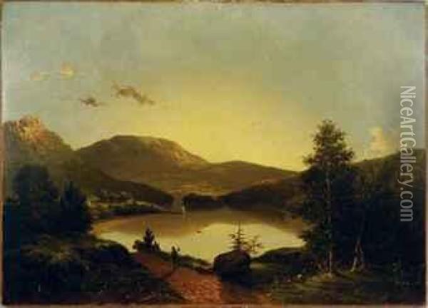 An Inland Lake Oil Painting - Walter Mason Oddie