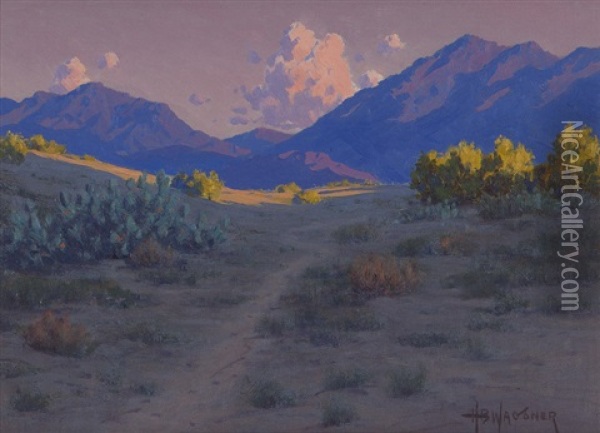 Sundown, Palm Springs Oil Painting - Harry B. Wagoner