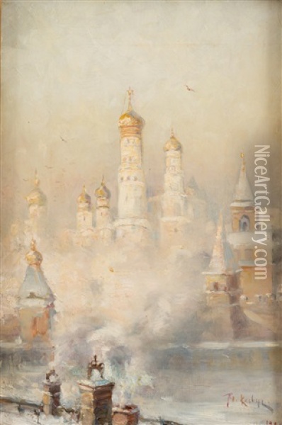 Winter Of 1911, Moscow Oil Painting - Yuliy Yulevich (Julius) Klever