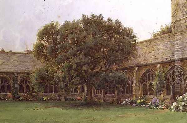 The Cloister, New College, Oxford Oil Painting - Ernest Arthur Rowe