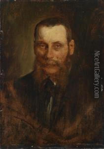 Portrait Of The Viennese Art Dealer Georg Plach Oil Painting - Franz von Lenbach