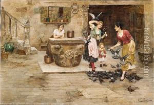 Al Passo Oil Painting - Cesare C. Vianello