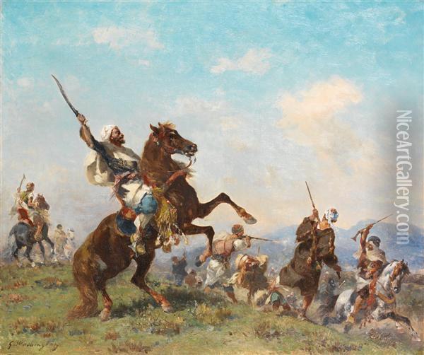 L'assaut Des Cavaliers Arabes Oil Painting - Georges Washington