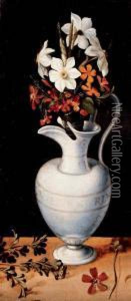 Flowers In A Vase Oil Painting - Ludger Tom Ii Ring