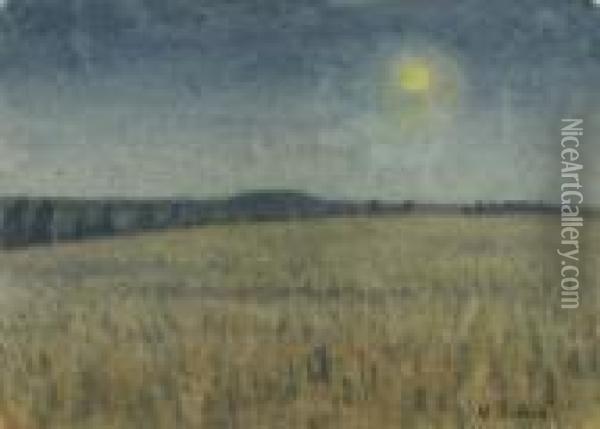Feld Im Mondschein Oil Painting - Ivan Klioune