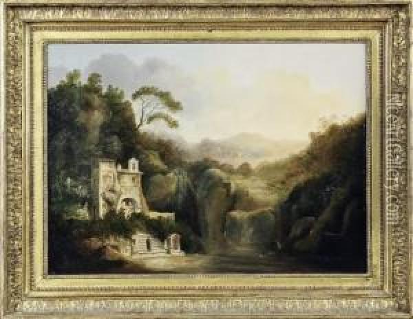 Paysage D'italie Au Monastere Et Aux Ruines Oil Painting - Louise-Josephine Sarazin de Belmont