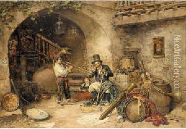 The Musician's Apprentice Oil Painting - Jose Benlliure Y Gil