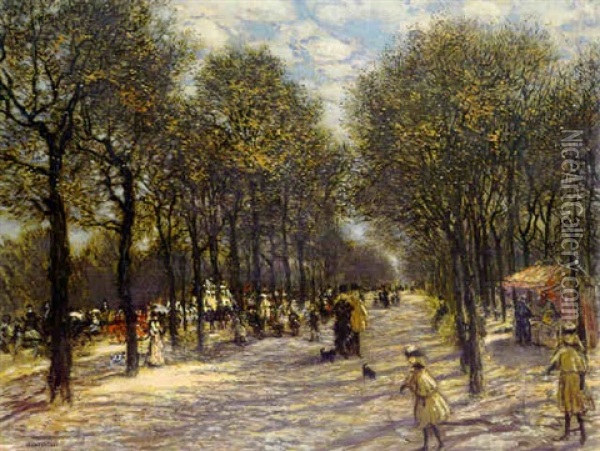 Allee D'arbres Aux Champs-elysees Oil Painting - Jean Francois Raffaelli