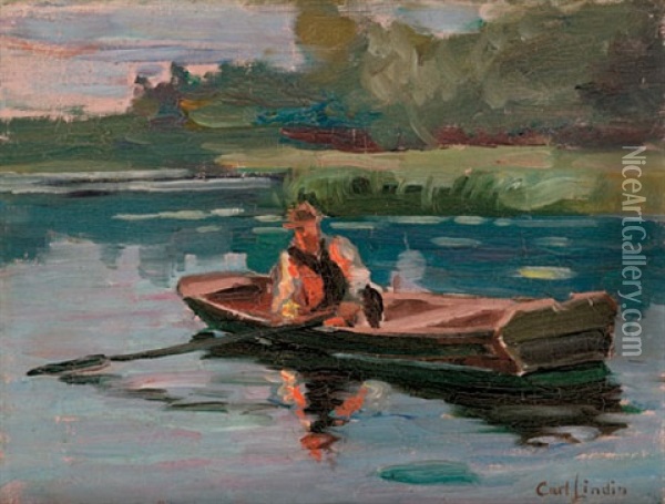 Fisherman Oil Painting - Carl Olof Eric Lindin