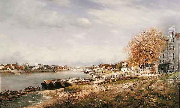 View of the Port of Bercy Paris Oil Painting - Jean Baptiste Antoine Guillemet