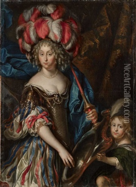 Bildnis Der Grande Mademoiselle Als Amazone(?) Oil Painting - Pierre Mignard the Elder
