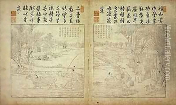 Yuzhi gengzhi tu (Tilling and Weaving Illustrated) Oil Painting - or Chiao Ping-Chen Jiao Bing Zhen