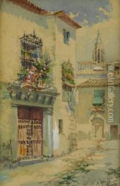 Toledo Street Oil Painting - Enrique Marin Higuero