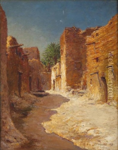 Ruelle A El Kantara Oil Painting - Eugene Jules Delahogue