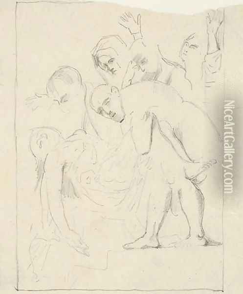 D'apres Caravage Mise au tombeau Oil Painting - Paul Cezanne