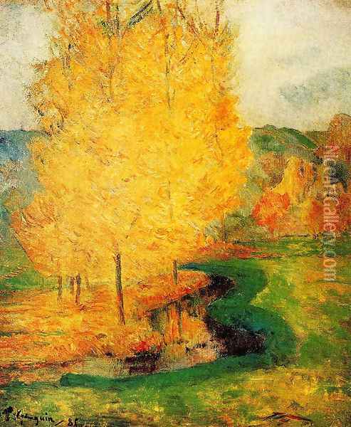 By the Stream, Autumn Oil Painting - Paul Gauguin