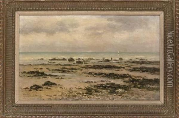 Cockle Gatherers At Low Tide Oil Painting - Emile Louis Vernier