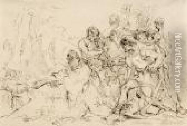 Die Ermordung Des Hl. Petrus Martyr Oil Painting - Giovanni Domenico Tiepolo