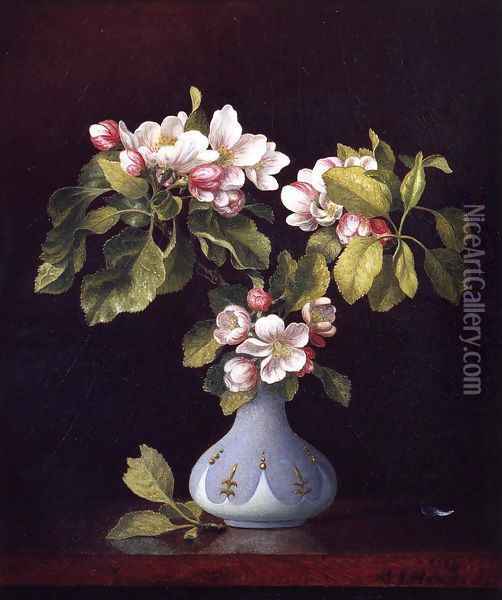 Apple Blossoms In A Vase Oil Painting - Martin Johnson Heade