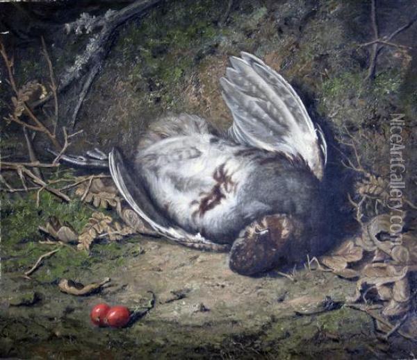 Still Life Of A Dead Bird And Rosehips Oil Painting - John Fitz Marshall