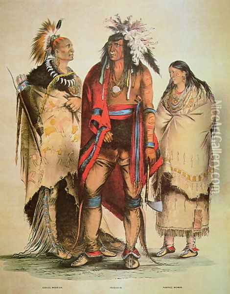 North American Indians, c.1832 Oil Painting - George Catlin