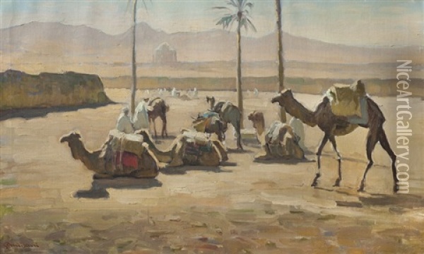 Sosta Nel Deserto Oil Painting - Giuseppe Amisani