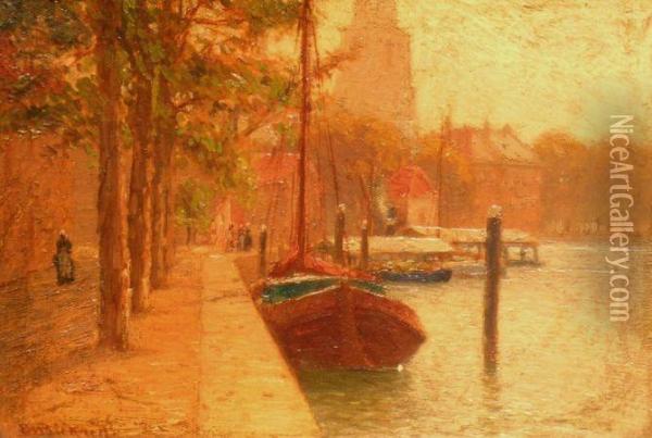 Dordrecht, Holland - Canal Oil Painting - Evelyn Bicknell