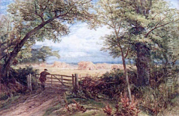Cornfield At Ockham, Surrey Oil Painting - Frederick William Hulme