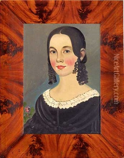 Portrait Of Clarissa Hurd Of Washington, New Hampshire Oil Painting - William Matthew Prior