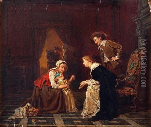 The First Word Oil Painting - Antoine Emile Plassan